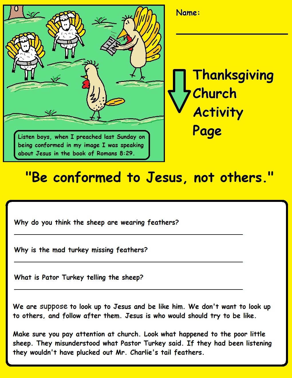 Thanksgiving Sunday School Lesson